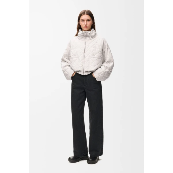 Padded Jacket in Technical Shell, Ecru - Image 2