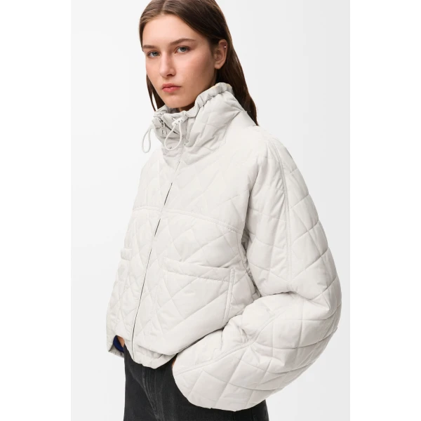 Padded Jacket in Technical Shell, Ecru - Image 6