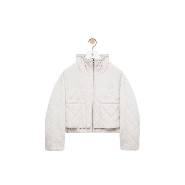 Loewe Padded Jacket in Technical Shell, Ecru | Jackets | Coveti