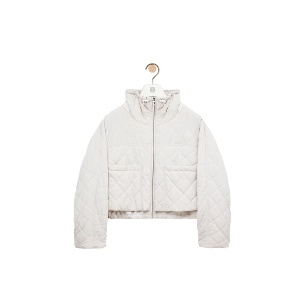 Padded Jacket in Technical Shell, Ecru