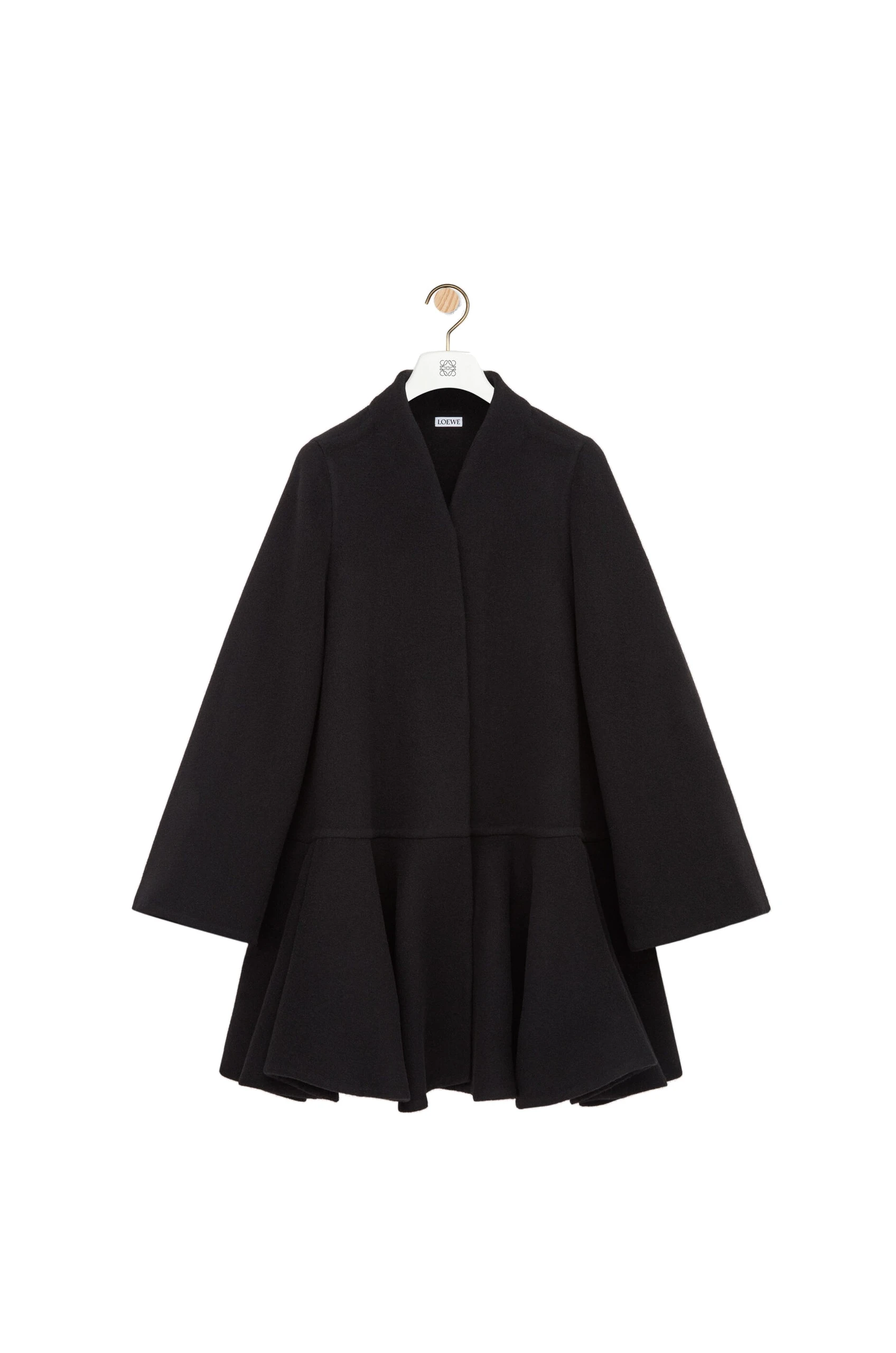 Loewe Peplum Short Coat in Wool and Cashmere, Black | Coats | Coveti Loewe Peplum Short Coat in Wool and Cashmere, Black | Coats | Coveti
