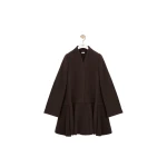 Loewe Peplum Short Coat in Wool and Cashmere, Brown | Coats | Coveti