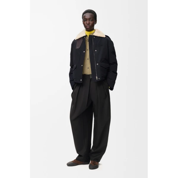 Puffer Jacket in Technical Cotton, Black - Image 2