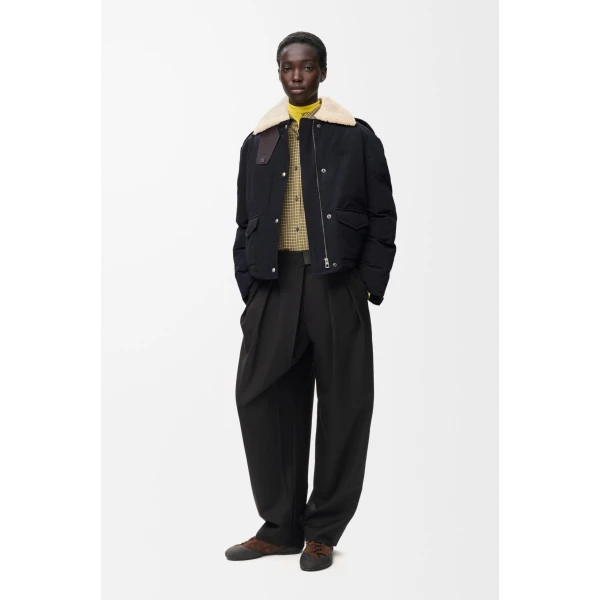 Puffer Jacket in Technical Cotton, Black - Image 2