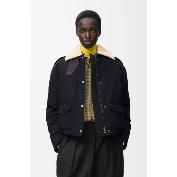 Puffer Jacket in Technical Cotton, Black - Image 3