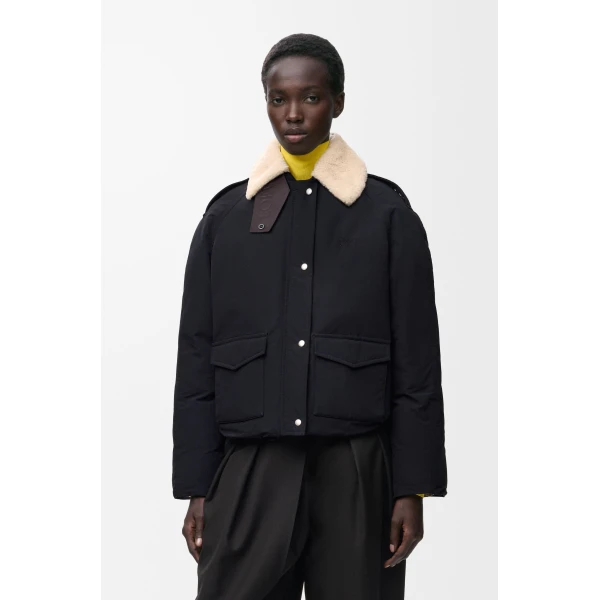 Puffer Jacket in Technical Cotton, Black - Image 4
