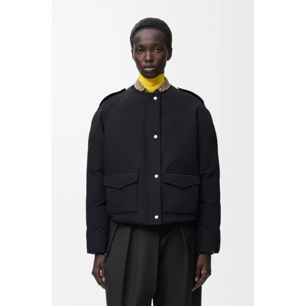 Puffer Jacket in Technical Cotton, Black - Image 5