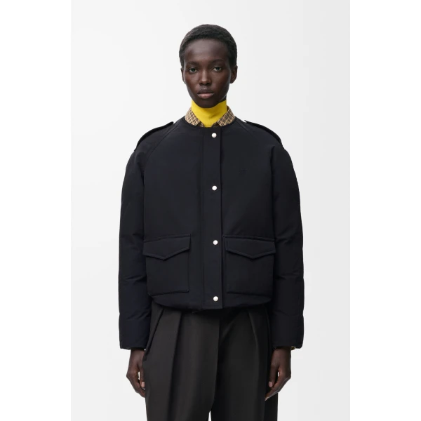 Puffer Jacket in Technical Cotton, Black - Image 5