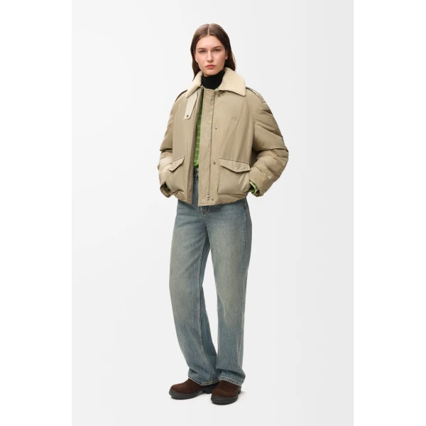 Puffer Jacket in Technical Cotton, Light Sage - Image 2