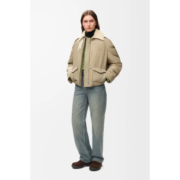 Puffer Jacket in Technical Cotton, Light Sage - Image 2