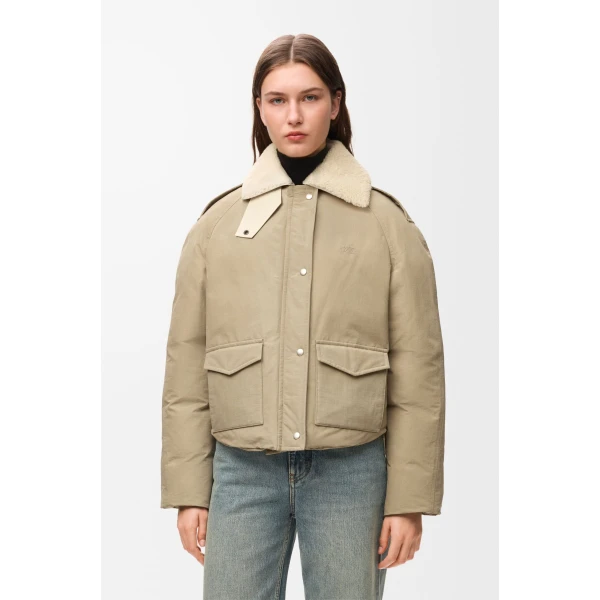 Puffer Jacket in Technical Cotton, Light Sage - Image 3