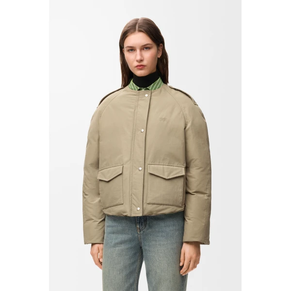 Puffer Jacket in Technical Cotton, Light Sage - Image 4