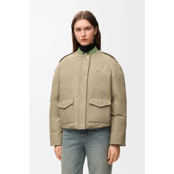 Puffer Jacket in Technical Cotton, Light Sage - Image 4