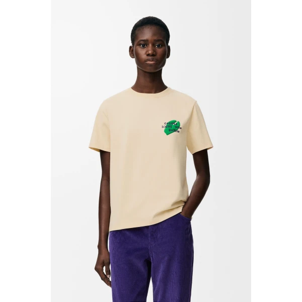 Regular Fit T-Shirt in Cotton, Ecru - Image 3