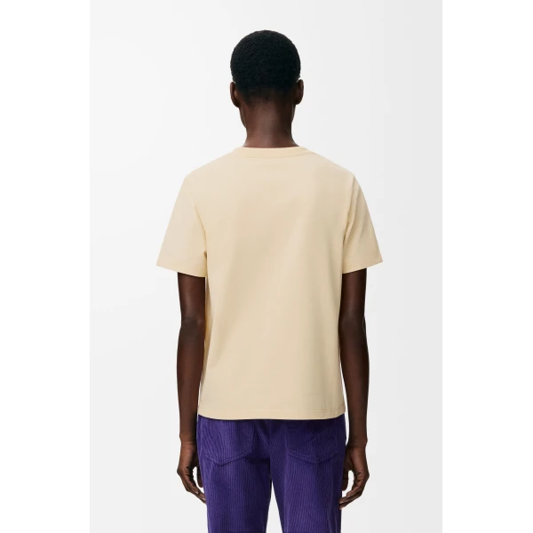 Regular Fit T-Shirt in Cotton, Ecru - Image 4