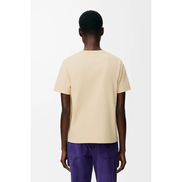 Regular Fit T-Shirt in Cotton, Ecru - Image 4