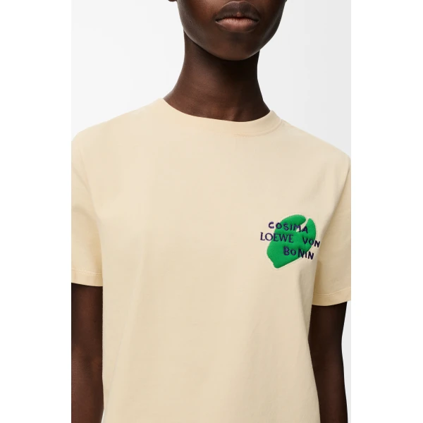Regular Fit T-Shirt in Cotton, Ecru - Image 5