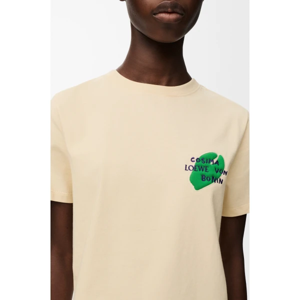 Regular Fit T-Shirt in Cotton, Ecru - Image 5