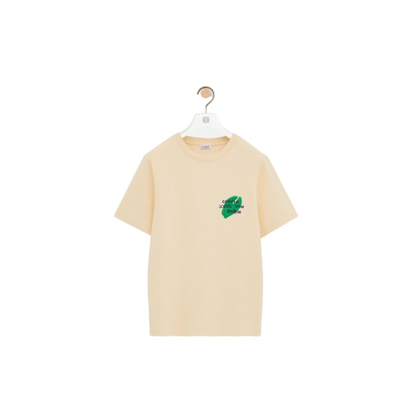 Loewe Regular Fit T-Shirt in Cotton, Ecru | Tops | Coveti