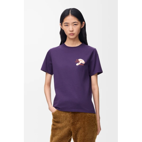 Regular Fit T-Shirt in Cotton, Purple - Image 3