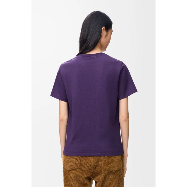 Regular Fit T-Shirt in Cotton, Purple - Image 4