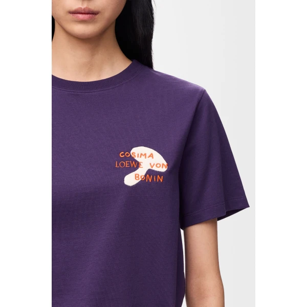 Regular Fit T-Shirt in Cotton, Purple - Image 5