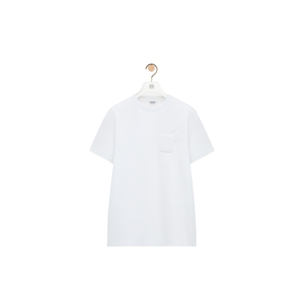 Loewe Relaxed Fit T-Shirt in Cotton, White | Tops | Coveti