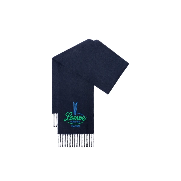 Loewe Scarf in Alpaca, Dark Navy | Accessories | Coveti