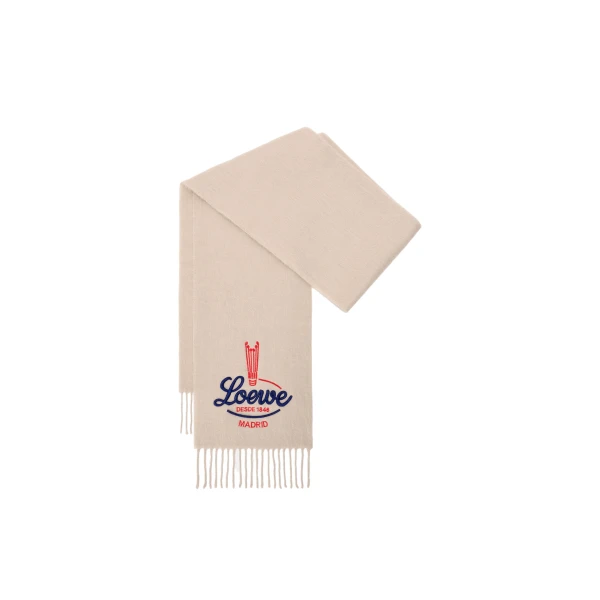 Loewe Scarf in Alpaca, Light Beige | Accessories | Coveti