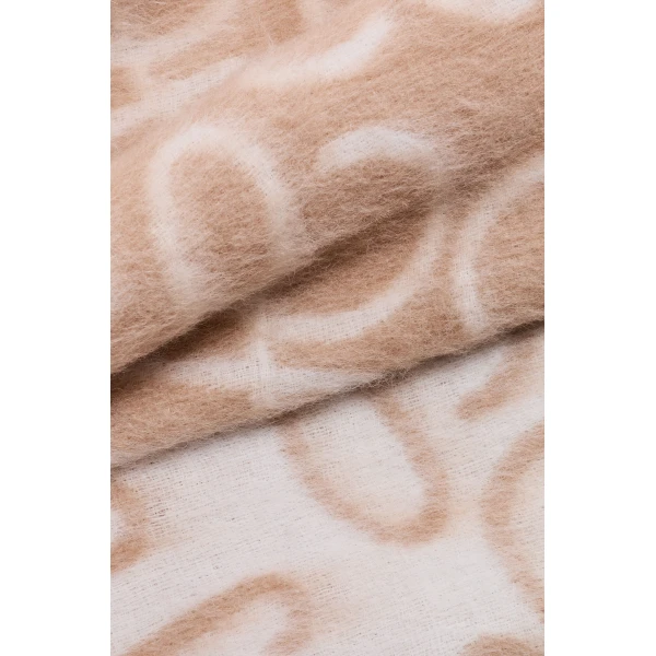 Scarf in Alpaca and Wool, Beige and White - Image 3