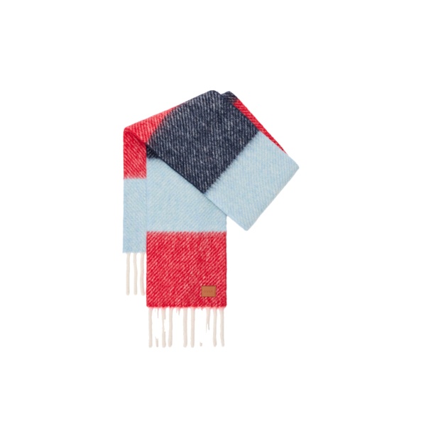 Loewe Scarf in Alpaca and Wool Blend, Red and Blue | Accessories | Coveti