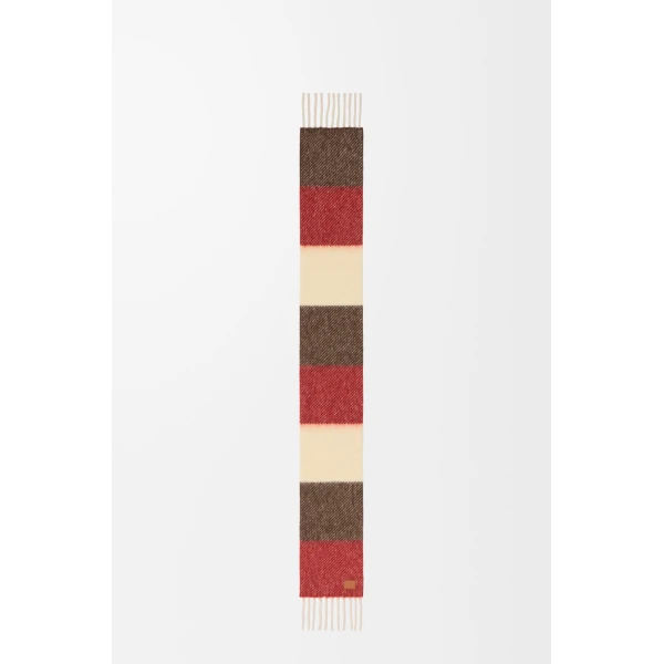 Scarf in Alpaca and Wool Blend, Red and Brown - Image 2