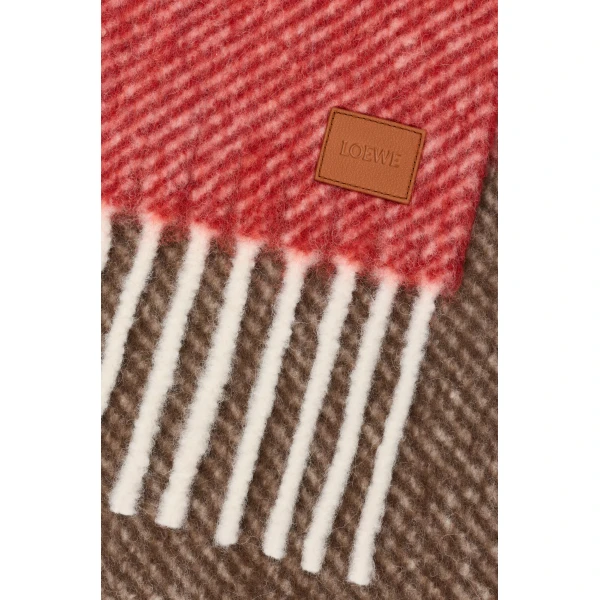 Scarf in Alpaca and Wool Blend, Red and Brown - Image 3