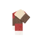 Loewe Scarf in Alpaca and Wool Blend, Red and Brown | Accessories | Coveti