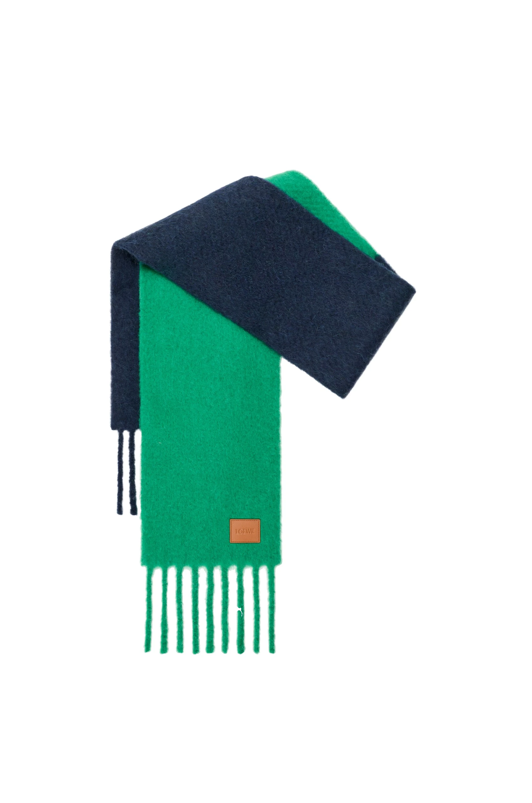 Loewe Scarf in Alpaca and Wool, Green and Navy Blue | Accessories | Coveti Loewe Scarf in Alpaca and Wool, Green and Navy Blue | Accessories | Coveti