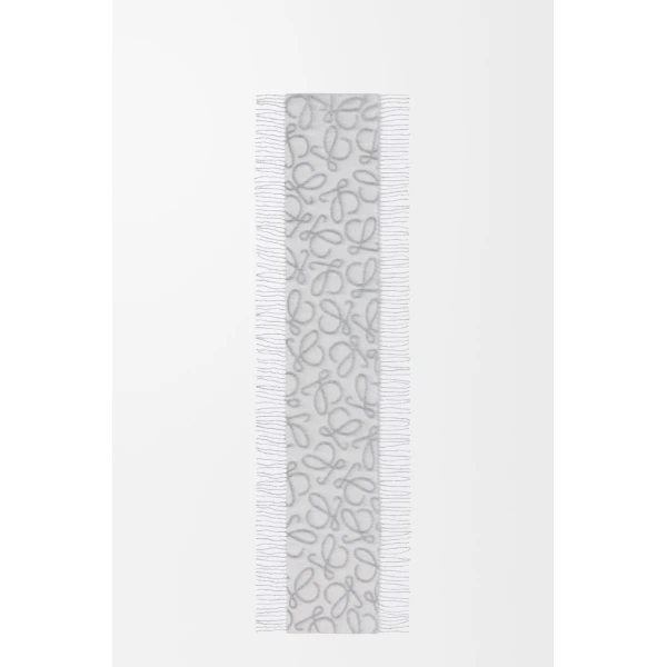 Scarf in Alpaca and Wool, Light Grey and White - Image 3