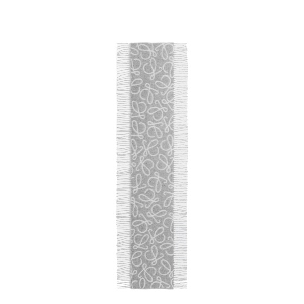Loewe Scarf in Alpaca and Wool, Light Grey and White | Accessories | Coveti