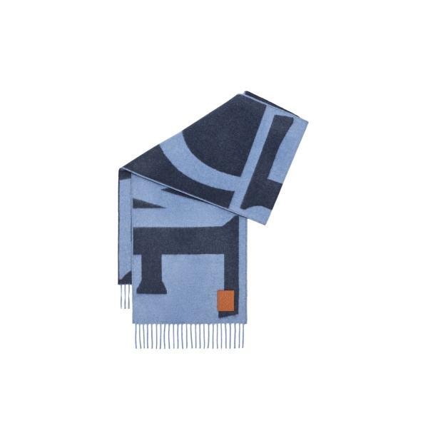 Loewe Scarf in Cashmere, Blue and Dark Blue | Accessories | Coveti