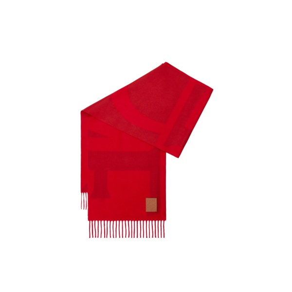 Loewe Scarf in Cashmere, Red and Dark Red | Accessories | Coveti