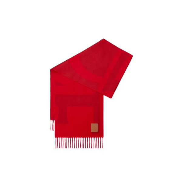 Loewe Scarf in Cashmere, Red and Dark Red | Accessories | Coveti