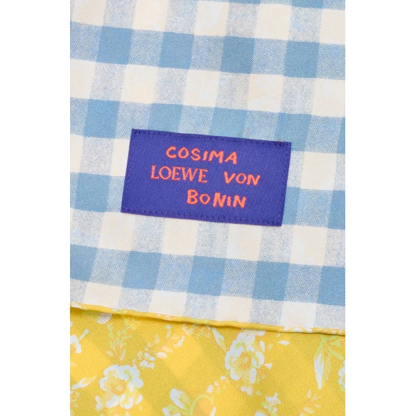 Scarf in Silk, Light Blue and Yellow - Image 3