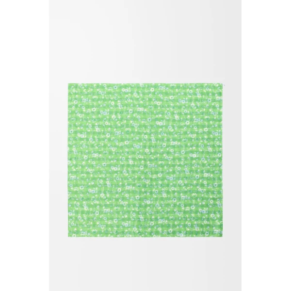 Scarf in Silk, Navy Blue and Green - Image 3