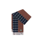 Loewe Scarf in Wool and Cashmere Blend, Navy Blue and Orange | Accessories | Coveti