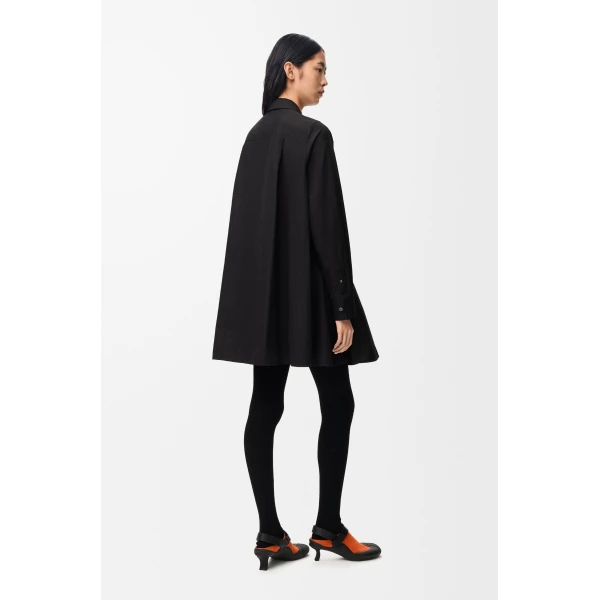 Shirt Dress in Cotton, Black - Image 3