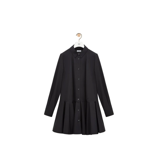 Shirt Dress in Cotton, Black