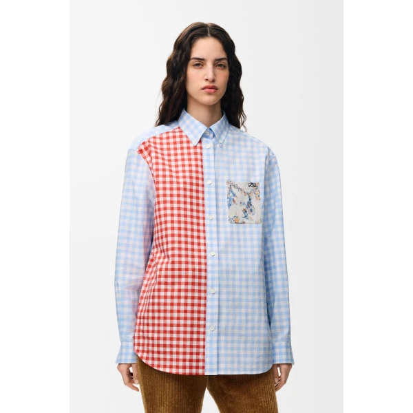 Shirt in Cotton, Light Blue and Orange - Image 3