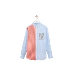 Loewe Shirt in Cotton, Light Blue and Orange | Tops | Coveti