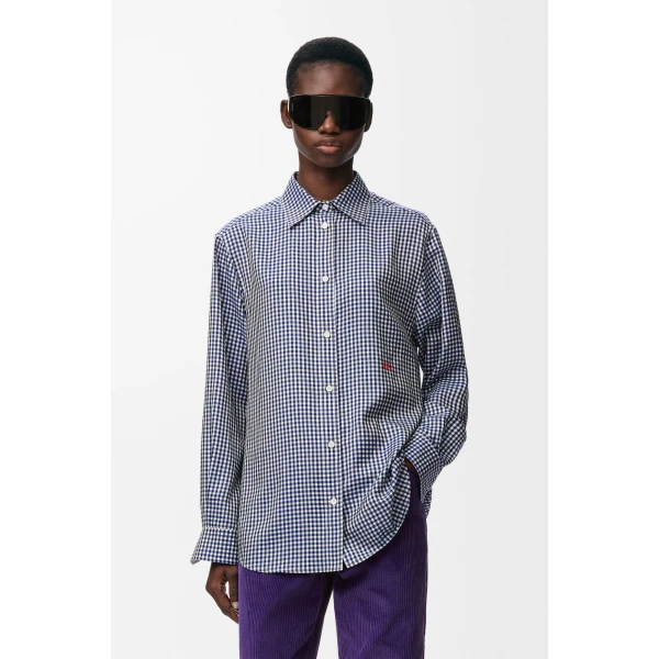 Shirt in Silk, Blue and White - Image 3