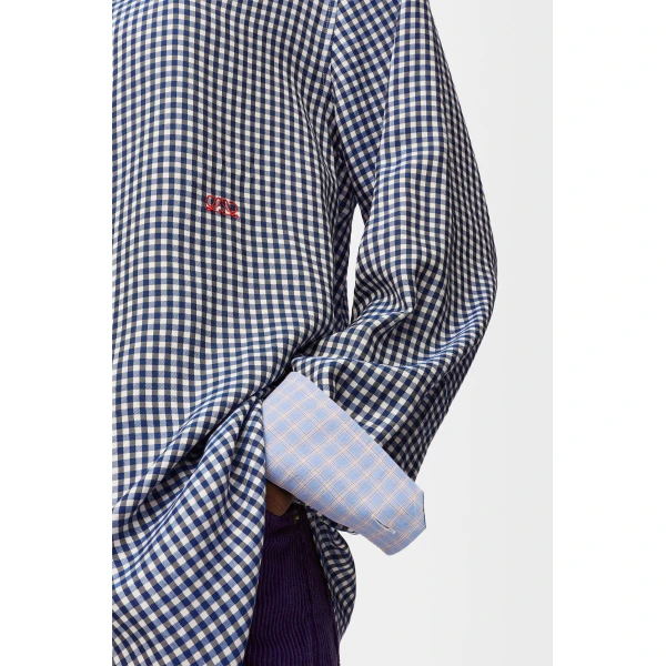 Shirt in Silk, Blue and White - Image 5