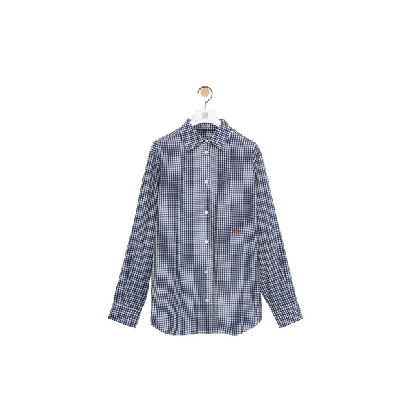 Loewe Shirt in Silk, Blue and White | Tops | Coveti